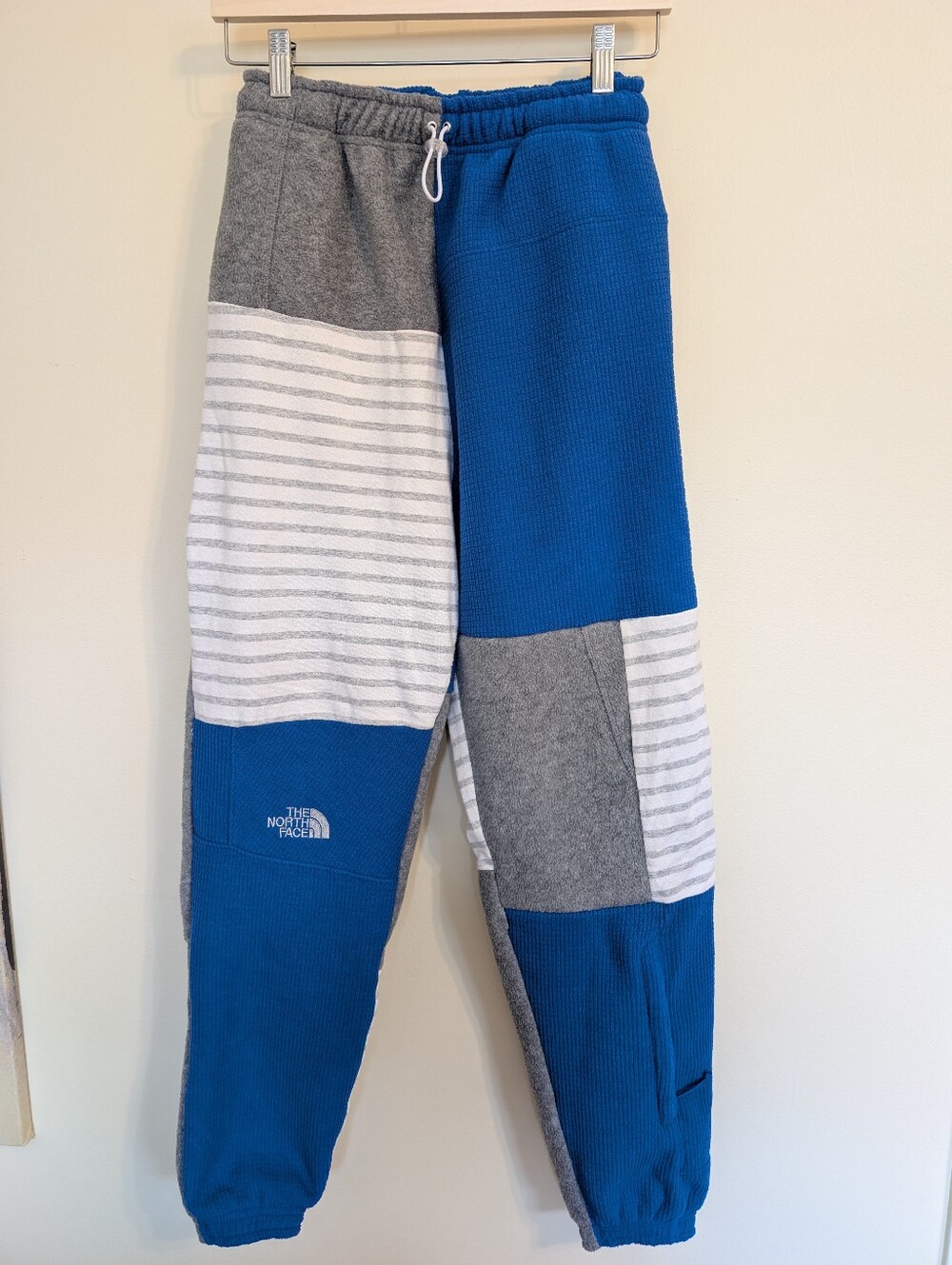 Frankie Upclycled North Face Fleece Pants XS Blue White Grey